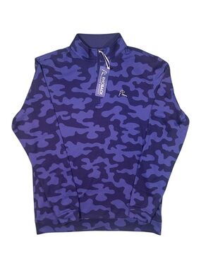 Rhoback Navy Blue Camo Scope Performance Q-Zip Quarter-Zip Golf NWT